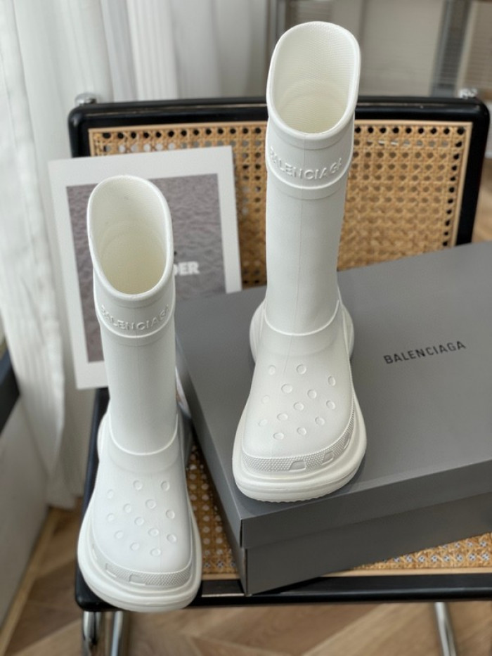 balen x crocs rubber rain boots-white